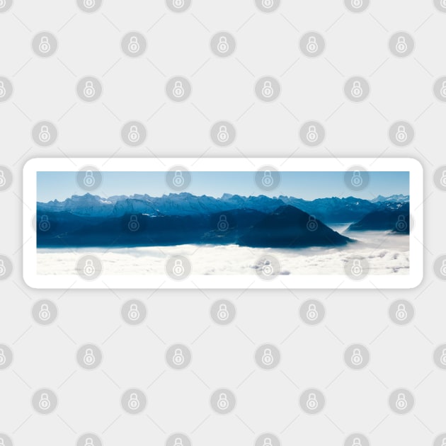 Swiss Alps - Sunny Central Swiss Alpine Panorama With Fog of Sea Sticker by visualspectrum
